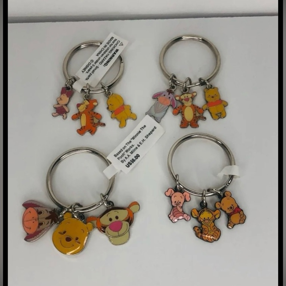 Set of 4 Disney Winnie The Pooh and Friends KeyChains/Charms